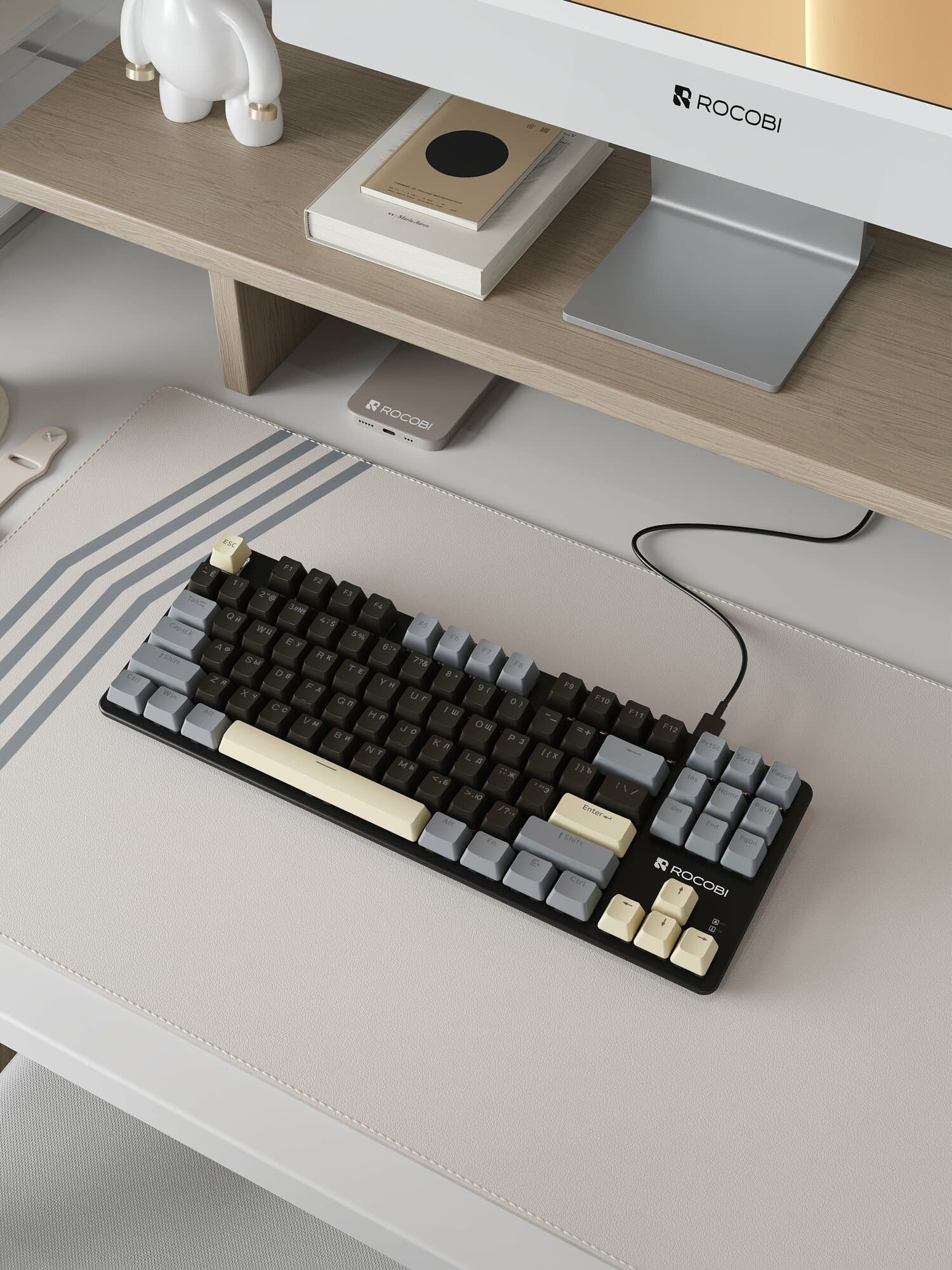 Клавиатура механическая игровая ROCOBI R3 русская с подсветкой проводная для компьютера ноутбука