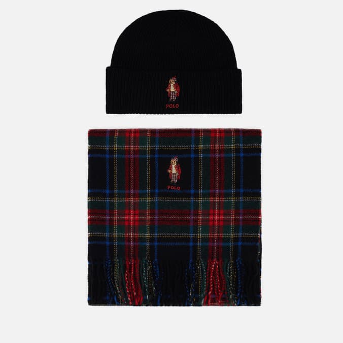 Подарочный набор Polo Ralph Lauren Tartan Bear Beanie & Scarf Gift Box