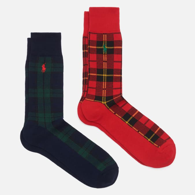 Комплект носков Polo Ralph Lauren Black Watch Tartan Crew 2-Pack